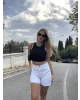 Beyaz Taş Detay Kot Şort