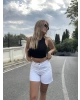 Beyaz Taş Detay Kot Şort
