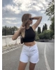 Beyaz Taş Detay Kot Şort