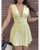 Sarı Omuz Büzgü Şortlu Elbise