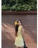 Sarı Omuz Büzgü Şortlu Elbise
