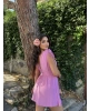 Pembe Omuz Büzgü Şortlu Elbise