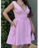 Pembe Dantel Detay Cepli Elbise