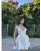 Beyaz Dantel Detay Cepli Elbise