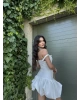 Beyaz Fırfılı Balon Elbise