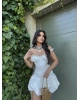 Beyaz Fırfılı Balon Elbise