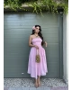 Pembe Dakron Uzun Elbise