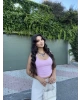 Pembe Boyundan Geçirmeli Crop