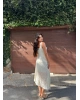 Beyaz Kalın Askılı Dantelli Elbise