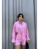 Pembe Gömlek Şort Takım