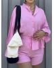 Pembe Gömlek Şort Takım