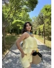 Sarı Askılı Bluz Şort Takım
