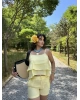 Sarı Askılı Bluz Şort Takım