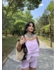 Pembe Askılı Bluz Şort Takım