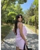 Pembe Askılı Bluz Şort Takım