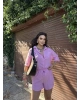Pembe Keten Gömlek Takım