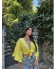 Sarı Bağlamalı Crop Bluz