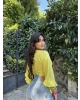 Sarı Bağlamalı Crop Bluz