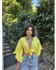 Sarı Bağlamalı Crop Bluz