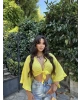 Sarı Bağlamalı Crop Bluz