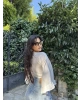 Beyaz Bağlamalı Crop Bluz