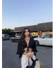 Siyah Bağlamalı Crop Bluz