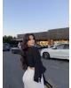 Siyah Bağlamalı Crop Bluz