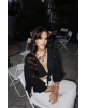 Siyah Bağlamalı Crop Bluz