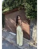 Sarı Beli Lastikli Bürümcük Pantolon