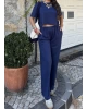 Lacivert Bisiklet Yaka Oversize Takım