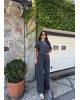 Antrasit Bisiklet Yaka Oversize Takım