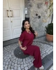Bordo Bisiklet Yaka Oversize Takım