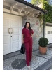 Bordo Bisiklet Yaka Oversize Takım