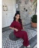 Bordo Bisiklet Yaka Oversize Takım