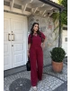 Bordo Bisiklet Yaka Oversize Takım