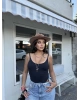 Siyah Çift Kat Askılı Bodysuit