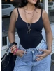 Siyah Çift Kat Askılı Bodysuit