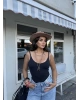 Siyah Çift Kat Askılı Bodysuit