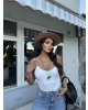 Beyaz Çift Kat Askılı Bodysuit