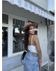 Beyaz Çift Kat Askılı Bodysuit