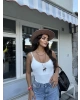 Beyaz Çift Kat Askılı Bodysuit