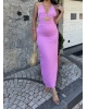 Pembe Sırt Detay Zra Dekolteli Elbise