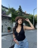 Siyah V Yaka Dantel Detay Büstiyer
