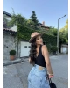 Siyah V Yaka Dantel Detay Büstiyer