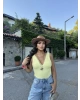 Sarı V Yaka Dantel Detay Büstiyer