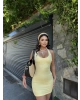 Sarı Boyundan Geçirmeli Basic Elbise