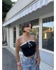 Siyah Straplez Brshk Crop