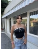 Siyah Straplez Brshk Crop