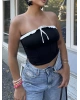 Siyah Straplez Brshk Crop