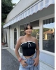Siyah Straplez Brshk Crop